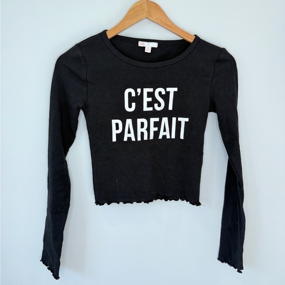Gb "C'est Parfait" Long Sleeve Black Top (XS)